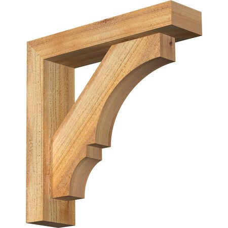 Ekena Millwork Balboa Block Rough Sawn Bracket w/ Offset Brace, Western Red Cedar, 4"W x 16"D x 16"H BKT0402X16X16BOA05RWR